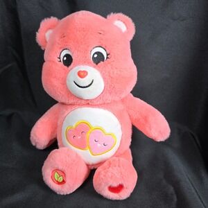 Two hearts 2021 Care Bear coral 12" tall sitting